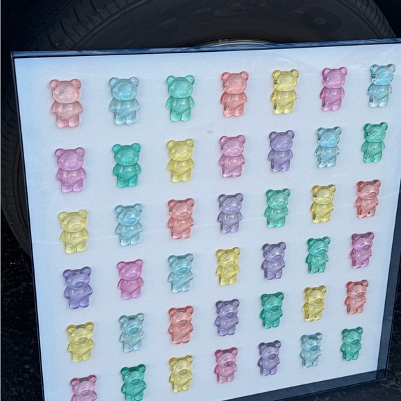 Pastel Gummy Bear Wall Art - Framed Colorful Bears